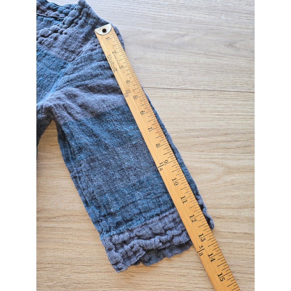 Luukaa Women Tunic Top Large Blue Gray Striped Linen Pocket Lagenlook minimalist - Picture 8 of 11